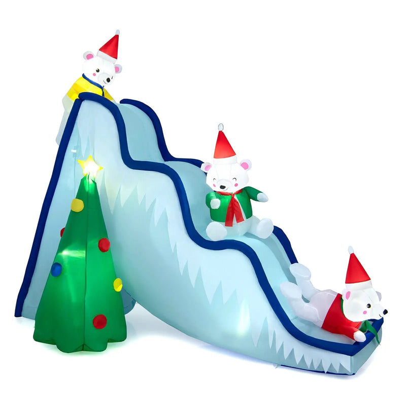 9 Feet Inflatable Polar Bear Slide Scene Decoration with LED Lights by DirectDeals