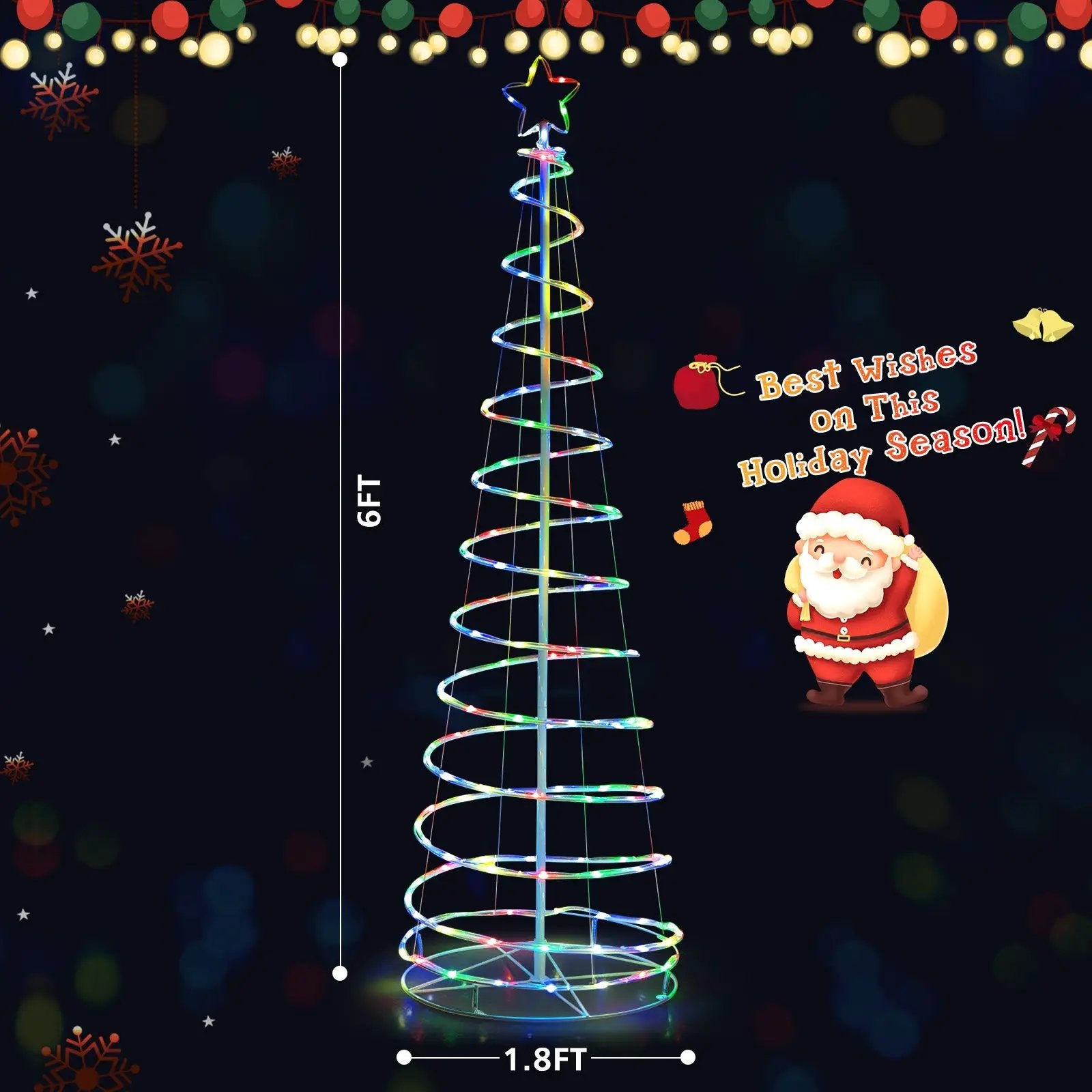 6 Feet Light Up Spiral Christmas Tree with Tree Top Star-White by DirectDeals