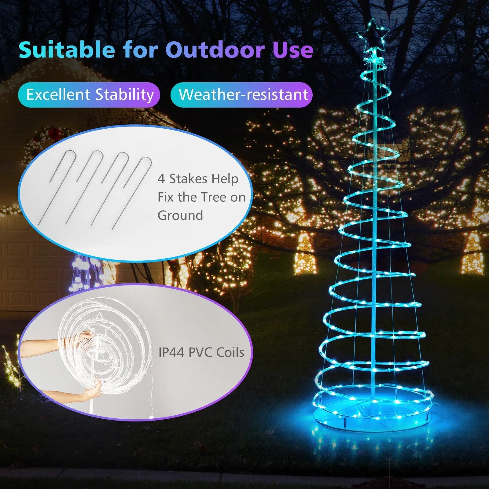 6 Feet Light Up Spiral Christmas Tree with Tree Top Star-White by DirectDeals