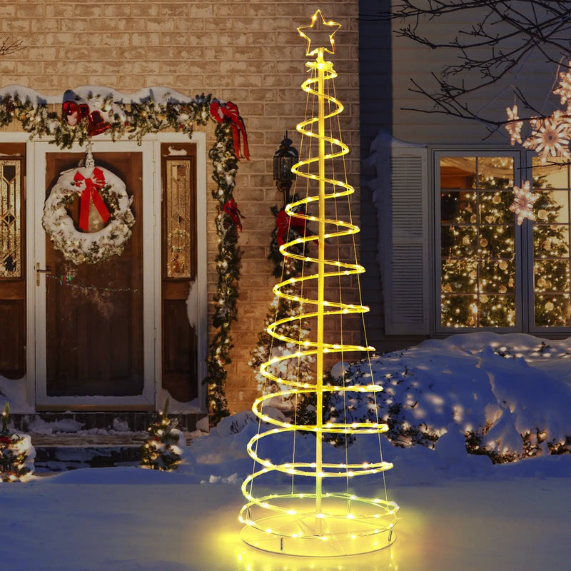 6 Feet Light Up Spiral Christmas Tree with Tree Top Star-White by DirectDeals