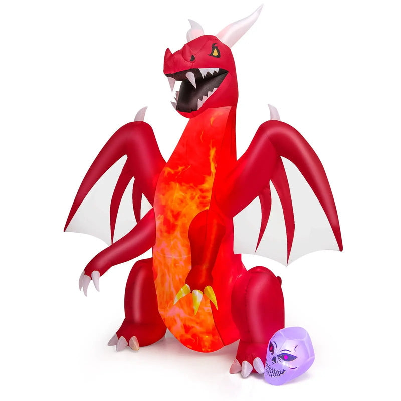 8 Feet Halloween Inflatables Blow-up Red Dragon with Wings Skull by DirectDeals