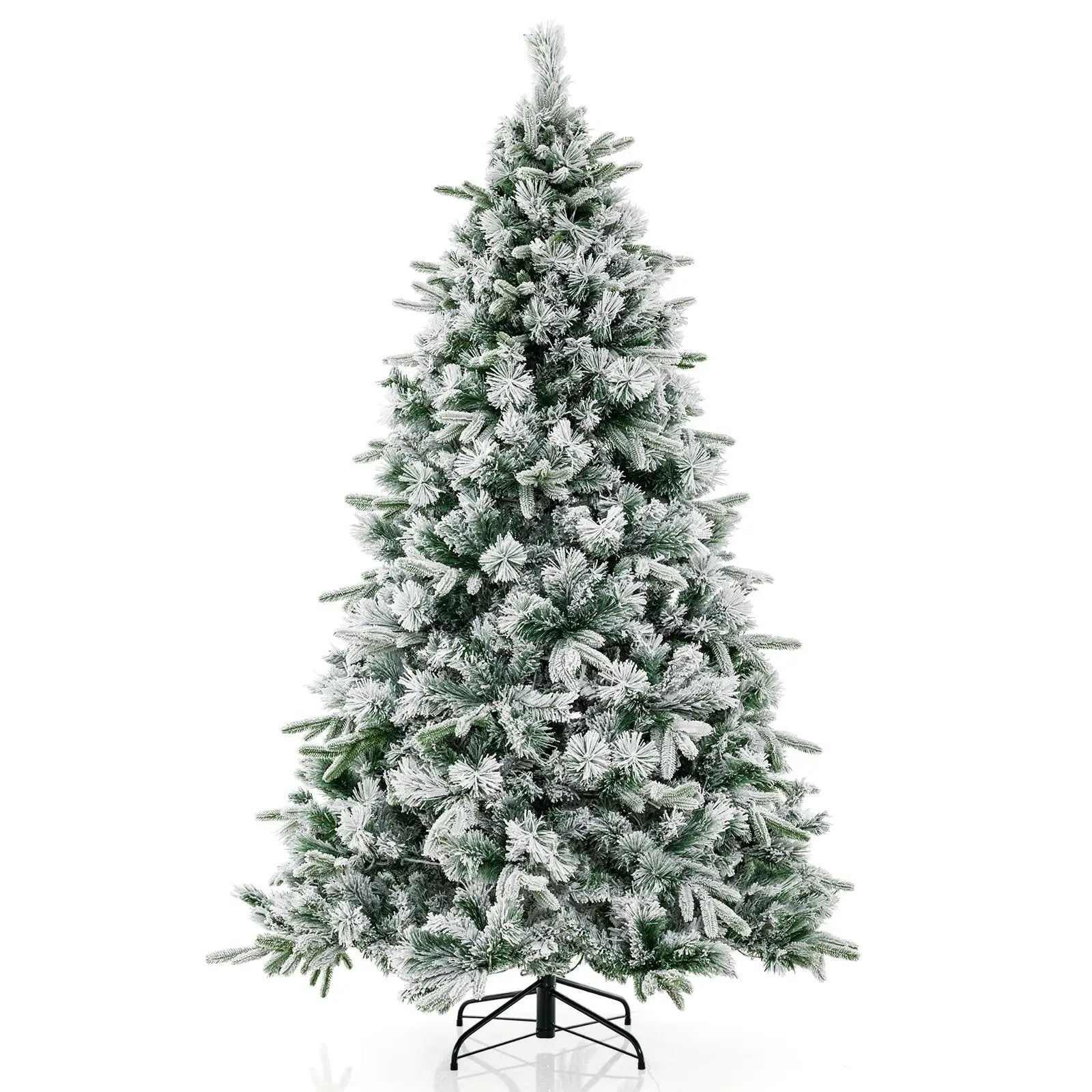 Flocked Christmas Tree with 250 Warm White LED Lights and 752 Mixed Branch Tips by DirectDeals