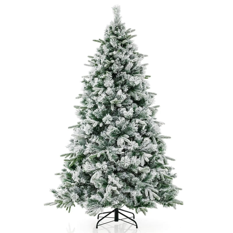 Flocked Christmas Tree with 250 Warm White LED Lights and 752 Mixed Branch Tips by DirectDeals