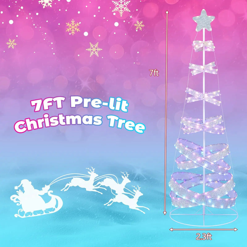 7 Feet Outdoor Spiral Christmas Tree for Party Xmas New Year Decoration by DirectDeals