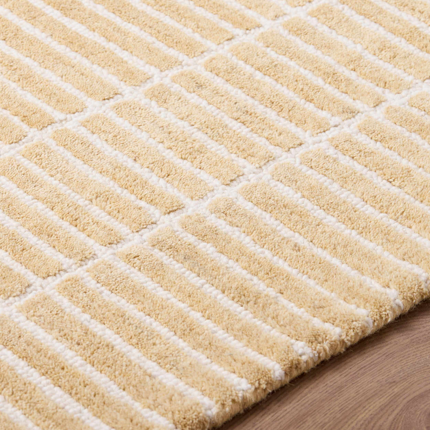 Finial Yellow Wool Area Rug by Boutique Rugs