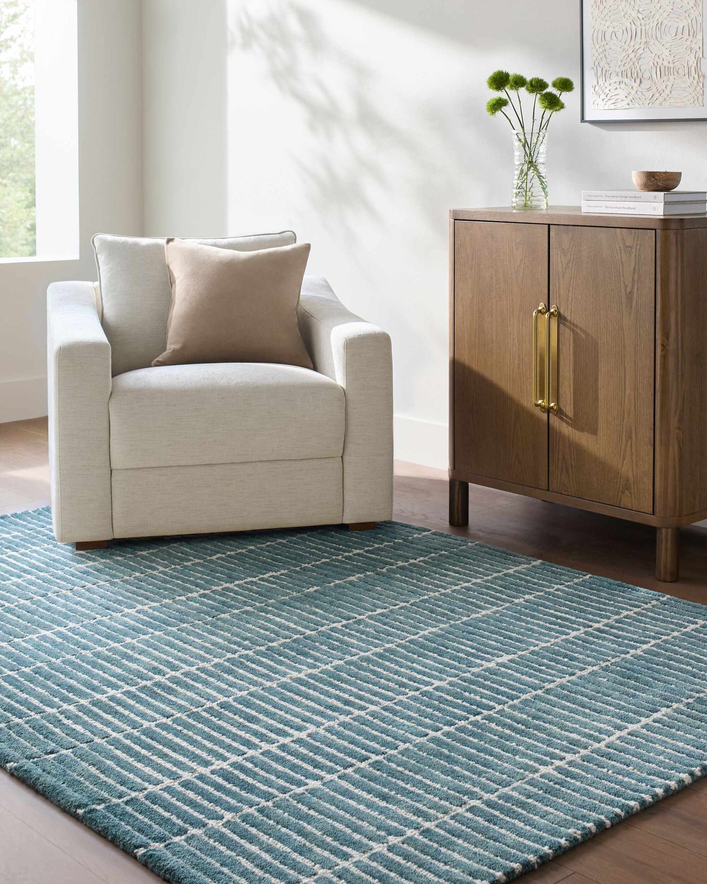 Finial Blue Wool Area Rug by Boutique Rugs