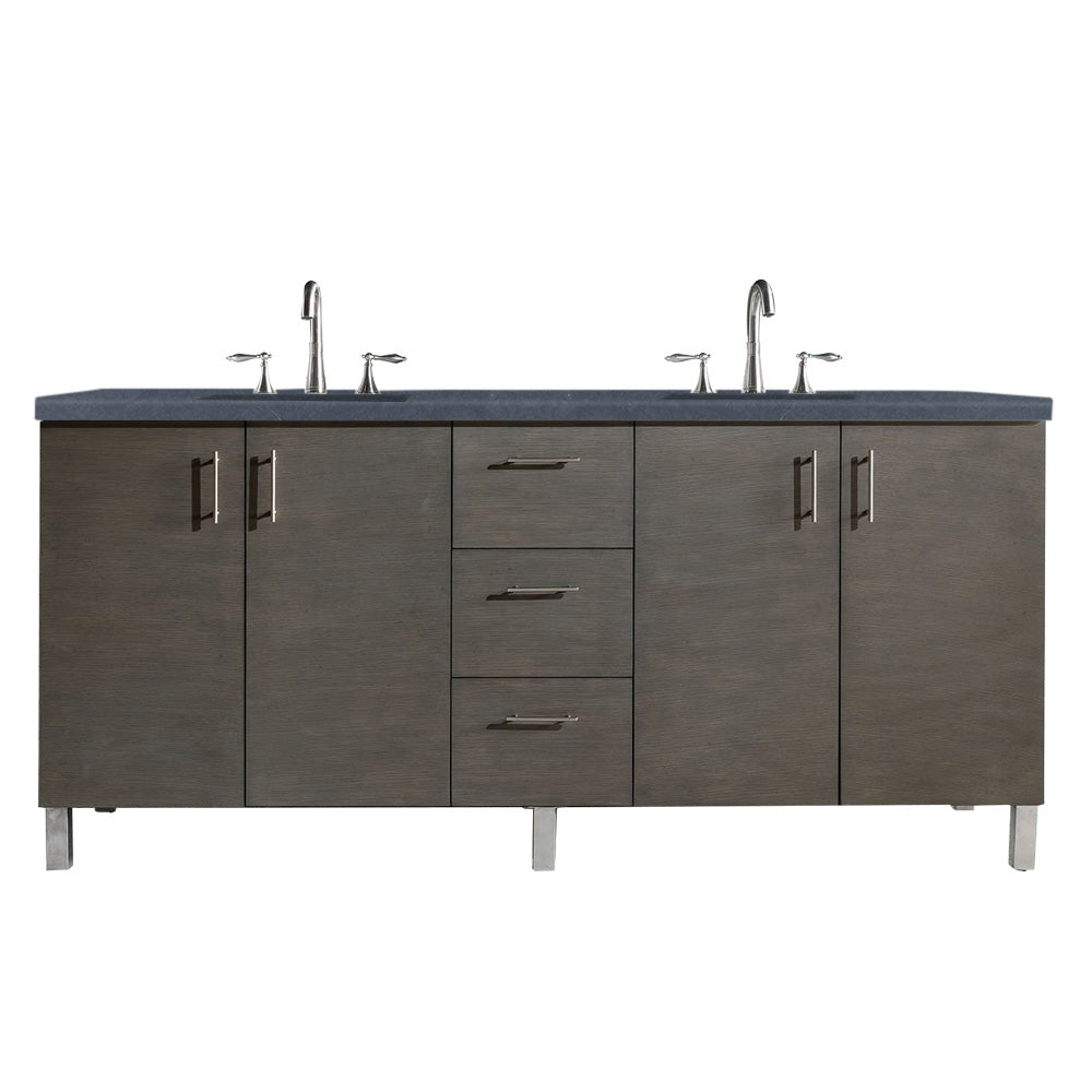 James Martin Metropolitan 72" Dual Mount Double Bathroom Vanity, Silver Oak by James Martin