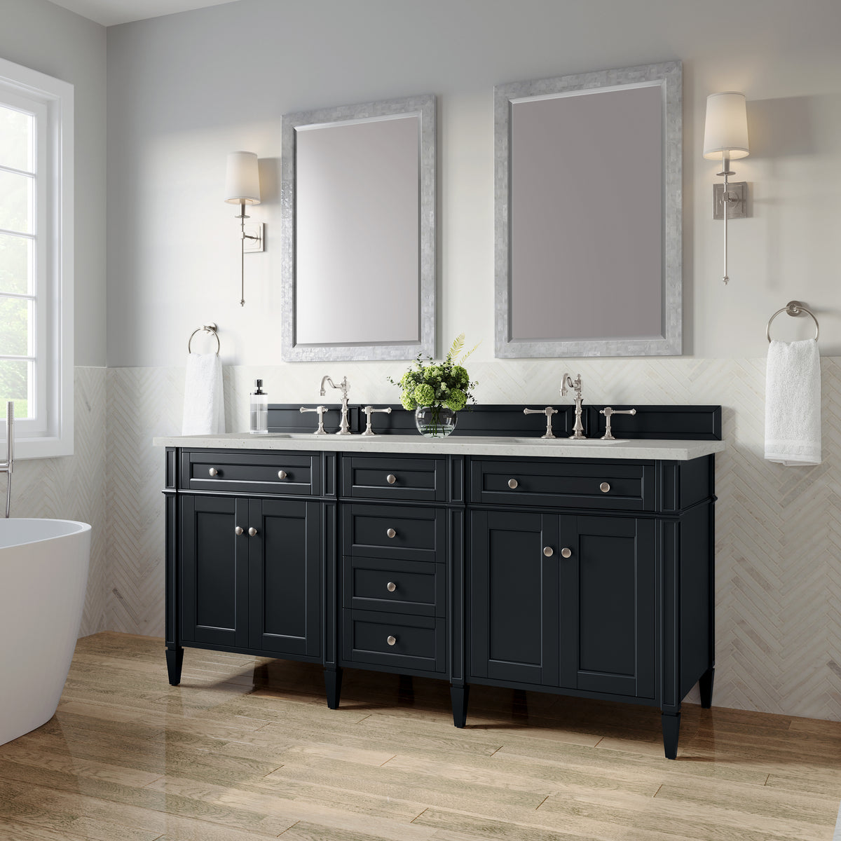 James Martin Brittany 72" Double Bathroom Vanity, Black Onyx, view 27
