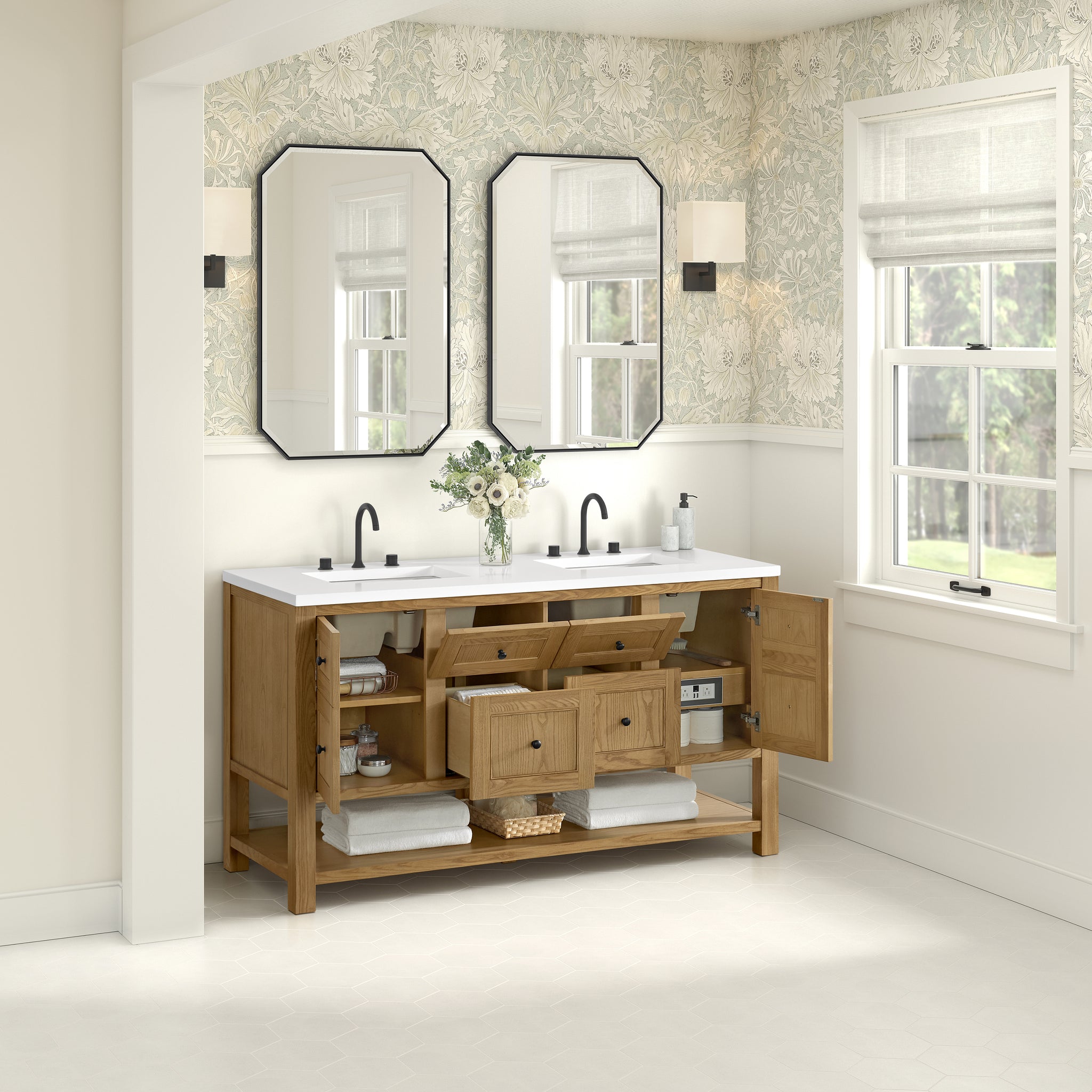 James Martin Breckenridge 60" Double Bathroom Vanity, Light Natural Oak, view 35