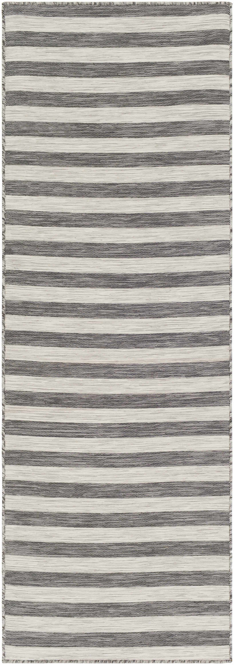 Bongaree Black&Gray Striped Flatweave Outdoor Carpet - Clearance by Boutique Rugs