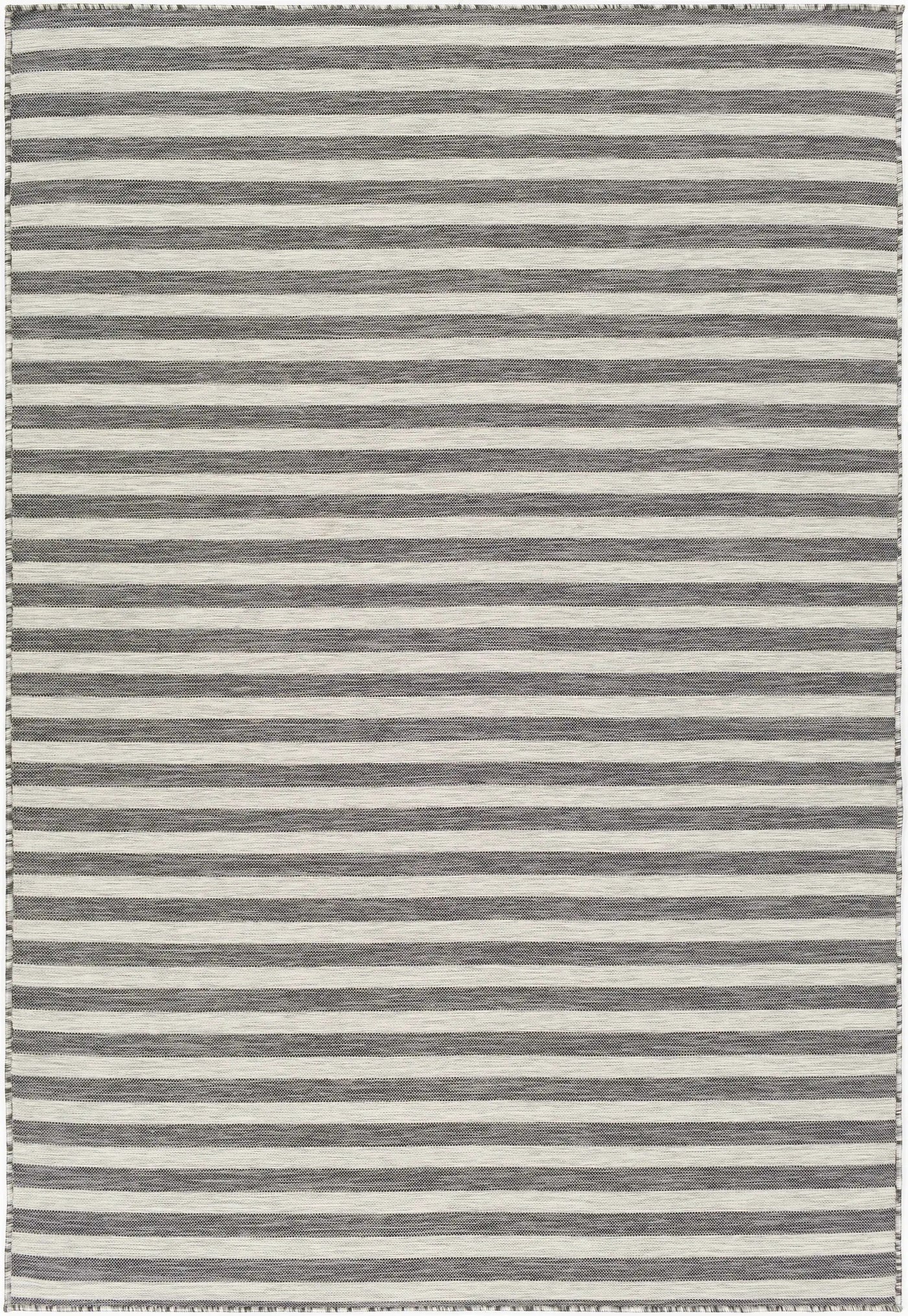 Bongaree Black&Gray Striped Flatweave Outdoor Carpet - Clearance by Boutique Rugs