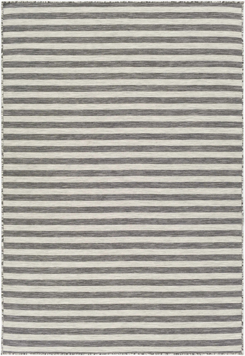 Bongaree Black&Gray Striped Flatweave Outdoor Carpet - Clearance by Boutique Rugs