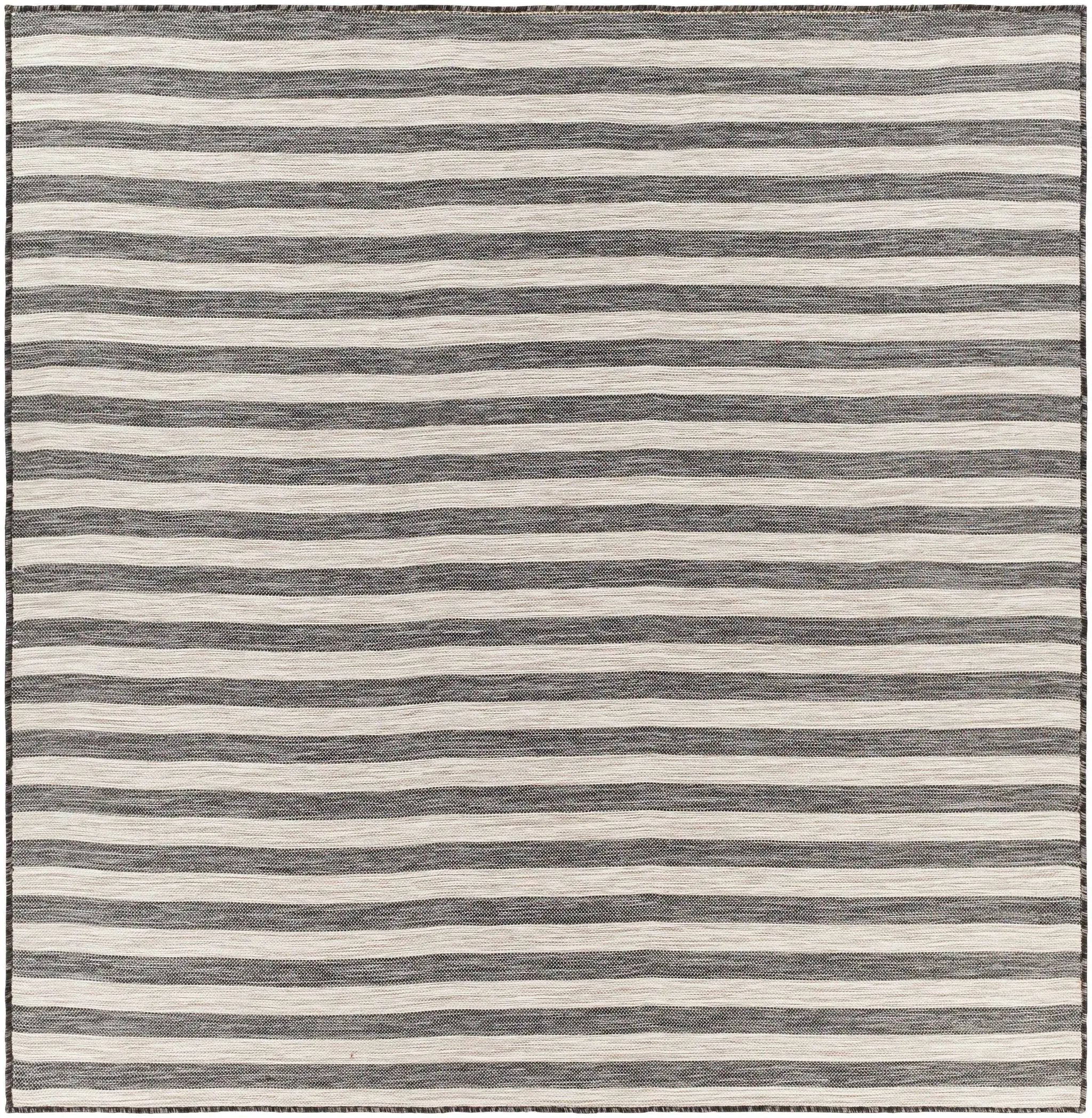 Bongaree Black&Gray Striped Flatweave Outdoor Carpet - Clearance by Boutique Rugs