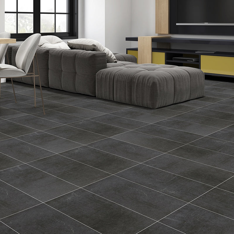 Coal Matte Concrete Look Porcelain Tiles 12x24 Porcelain Matte 12x24 Tiles — 2