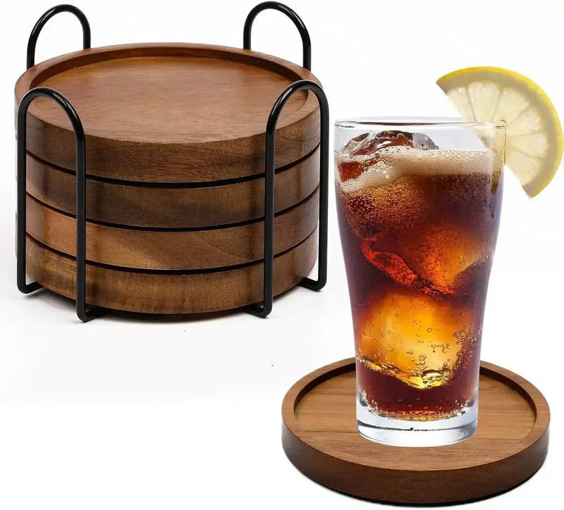 Coasters - Absorbent Wood Set by House Of Avana