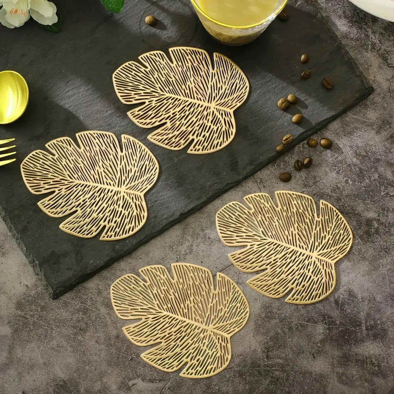 Coasters - Banana Leaf Ceramic Set by House Of Avana