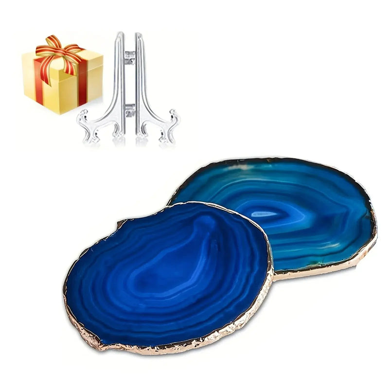 Coasters - Decorative Blue Agate 2pcs by House Of Avana