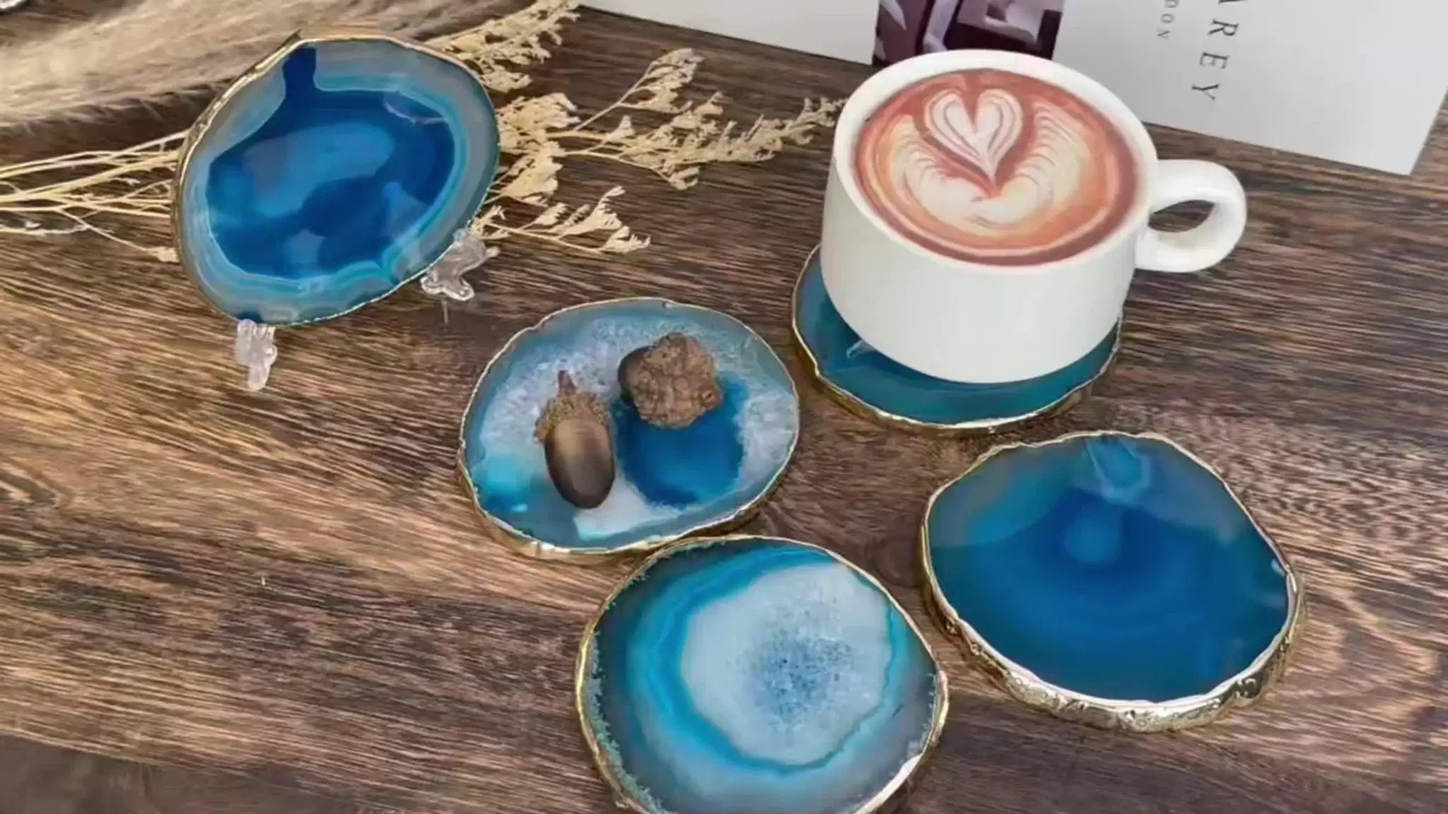 Coasters - Decorative Blue Agate 2pcs by House Of Avana