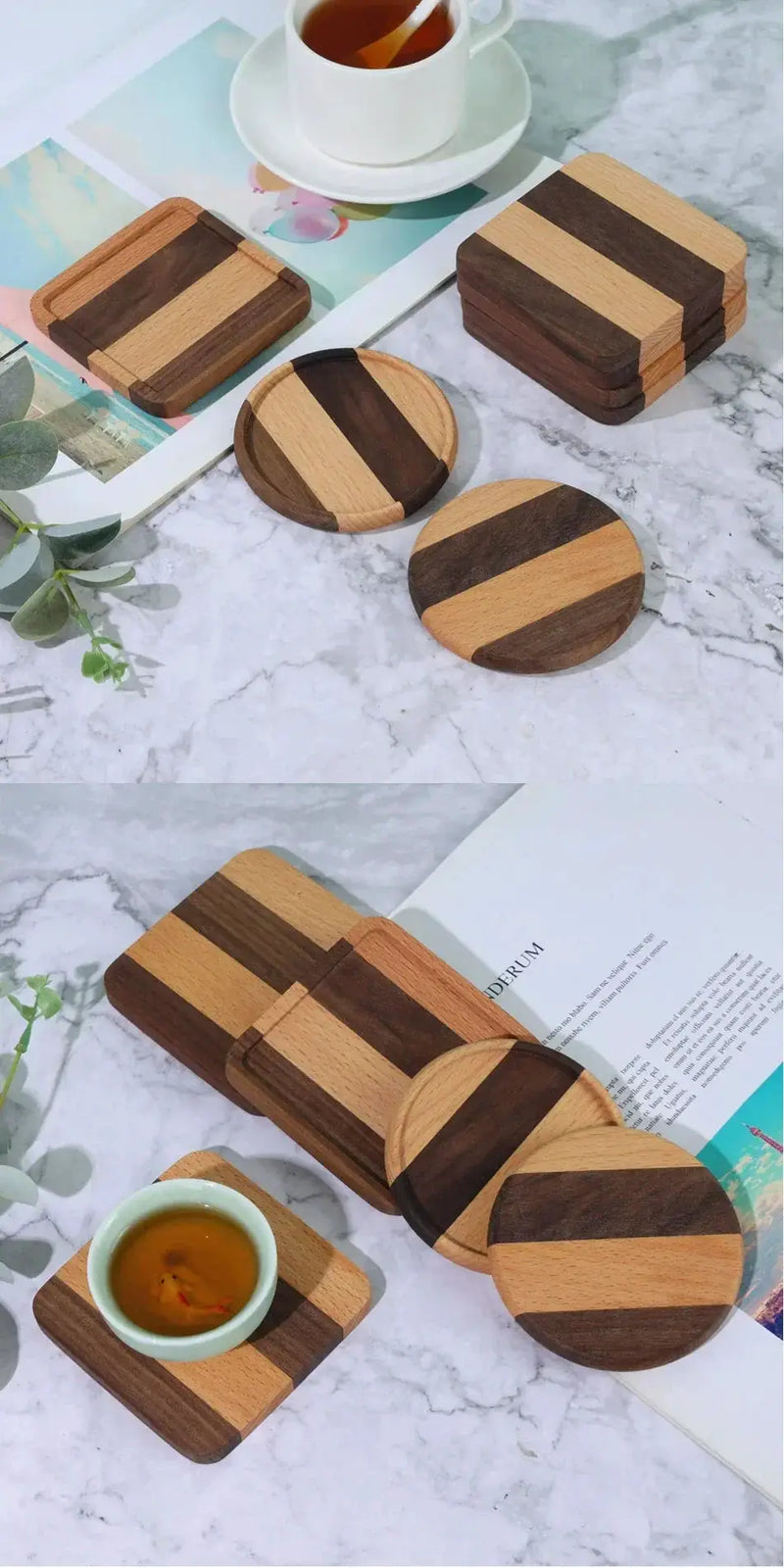Coasters - Heat Resistant Walnut Wood Square by House Of Avana