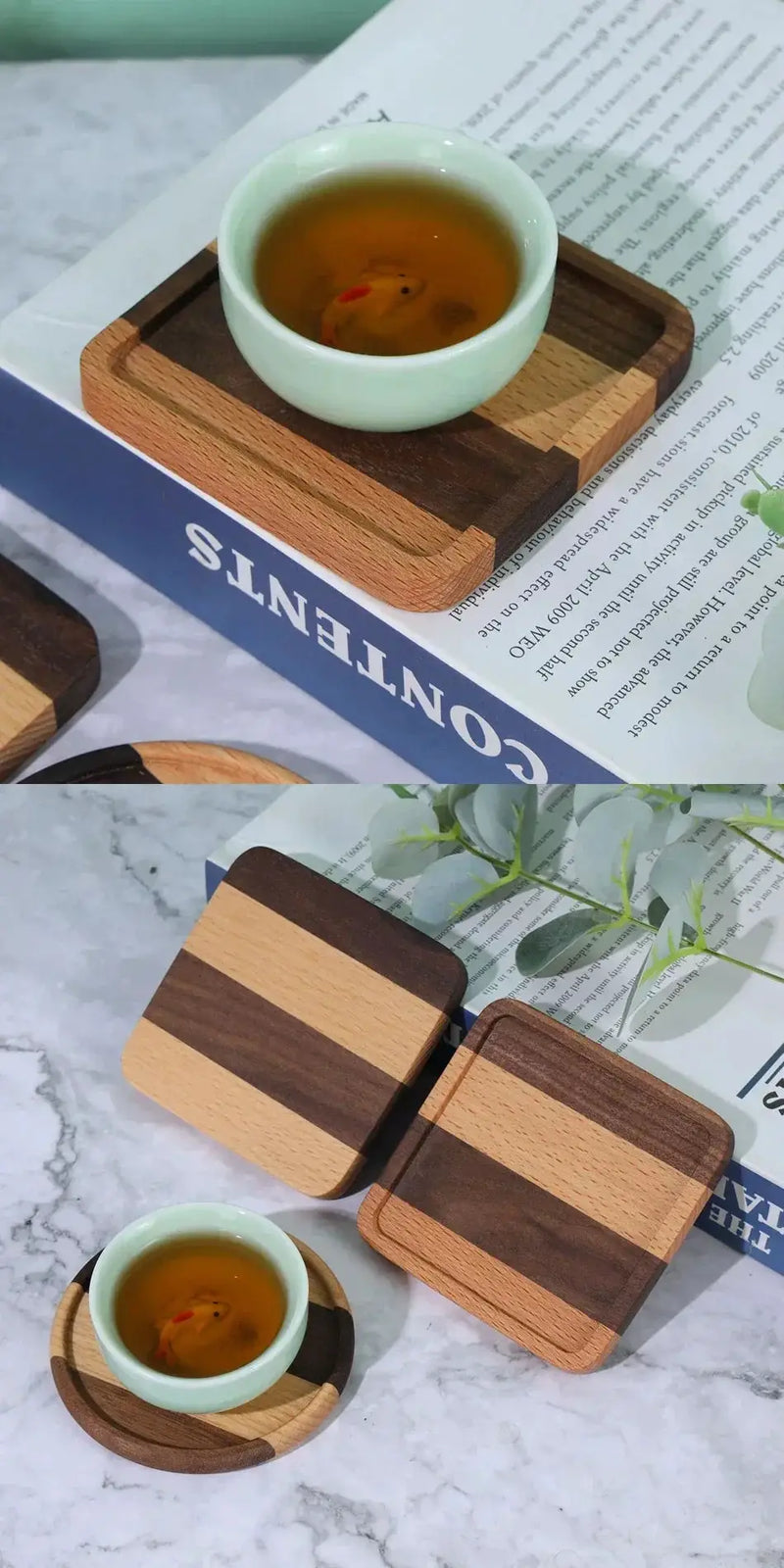 Coasters - Heat Resistant Walnut Wood Square by House Of Avana