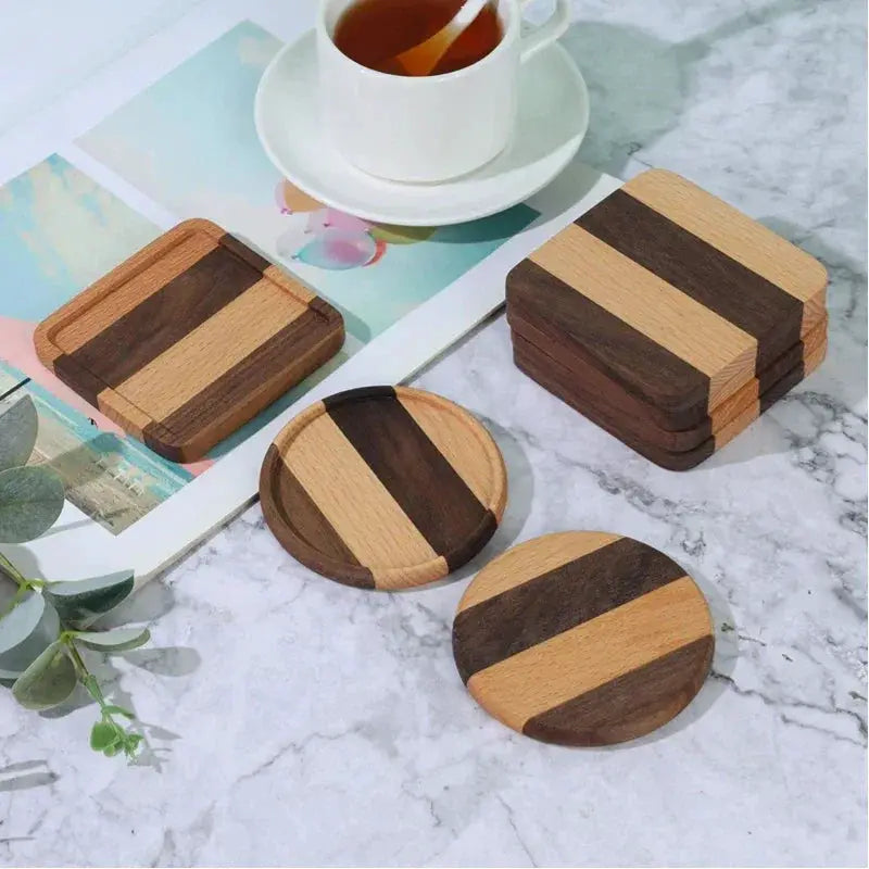 Coasters - Heat Resistant Walnut Wood Square by House Of Avana