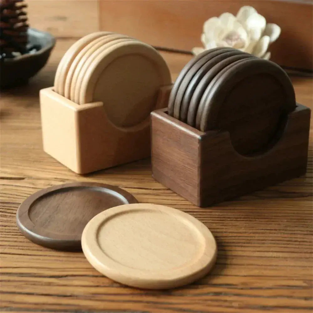 Coasters - Insulated Walnut Wood Round by House Of Avana