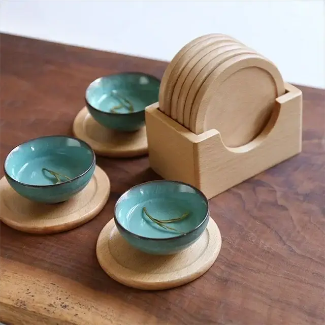 Coasters - Insulated Walnut Wood Round by House Of Avana