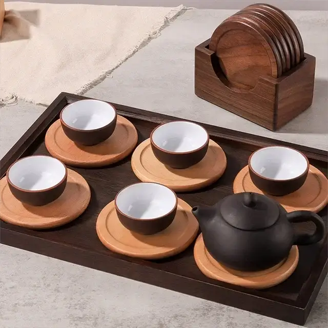 Coasters - Insulated Walnut Wood Round by House Of Avana