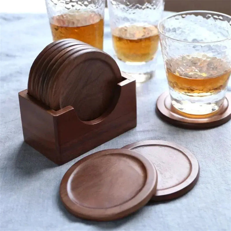 Coasters - Insulated Walnut Wood Round by House Of Avana