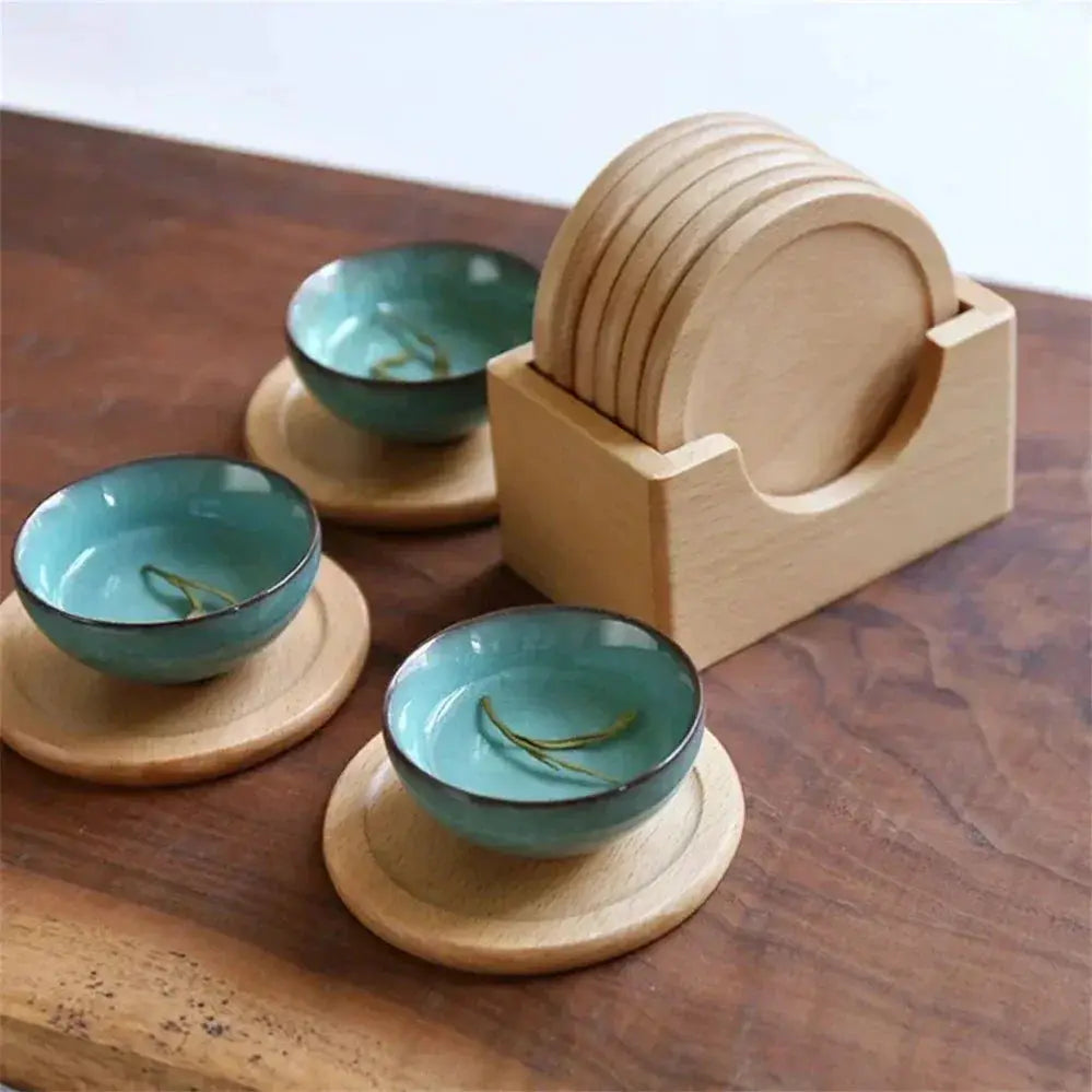 Coasters - Insulated Walnut Wood Round by House Of Avana