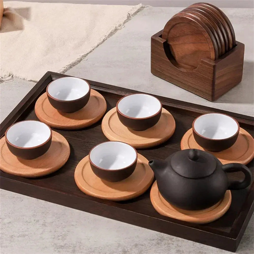 Coasters - Insulated Walnut Wood Round by House Of Avana