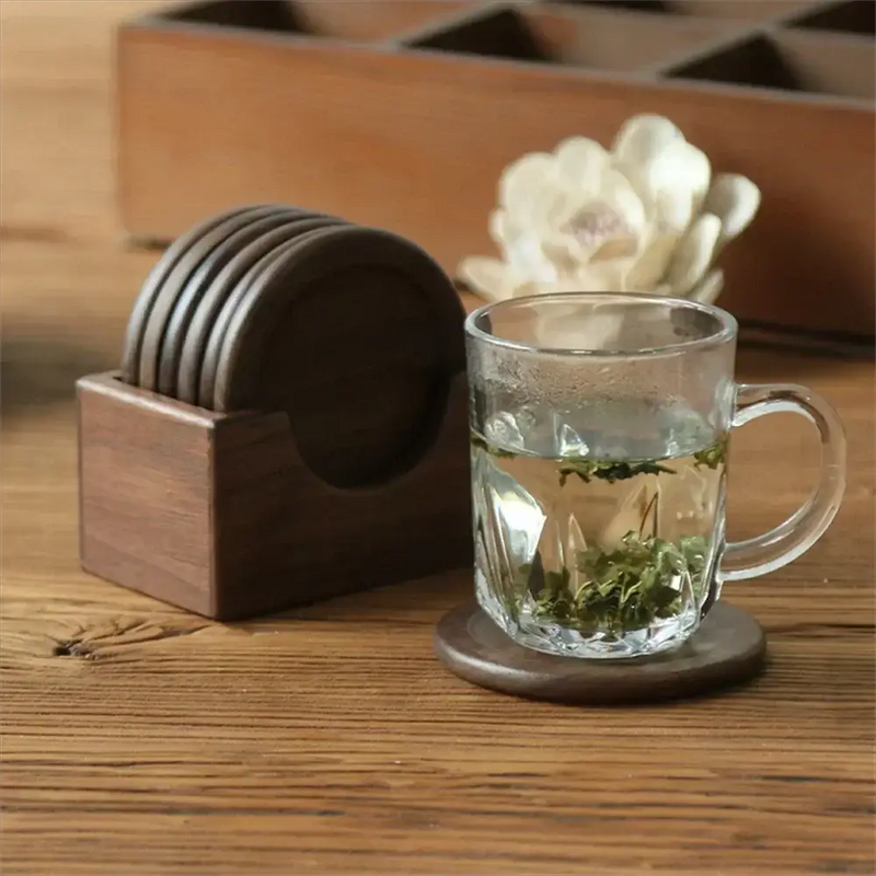 Coasters - Insulated Walnut Wood Round by House Of Avana
