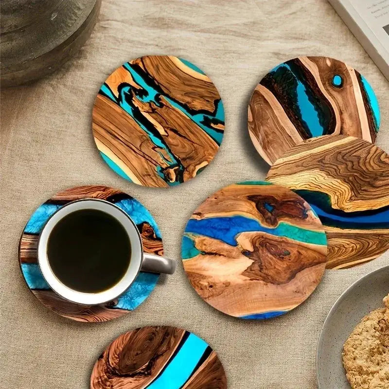 Coasters - Vintage Wooden 6pcs by House Of Avana