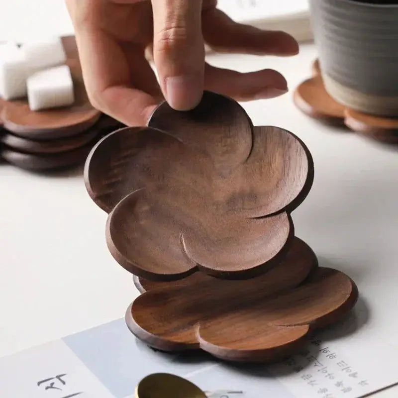 Coasters - Wooden Black Walnut Petal by House Of Avana