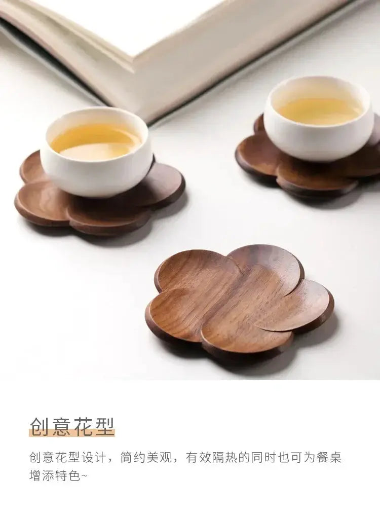 Coasters - Wooden Black Walnut Petal by House Of Avana