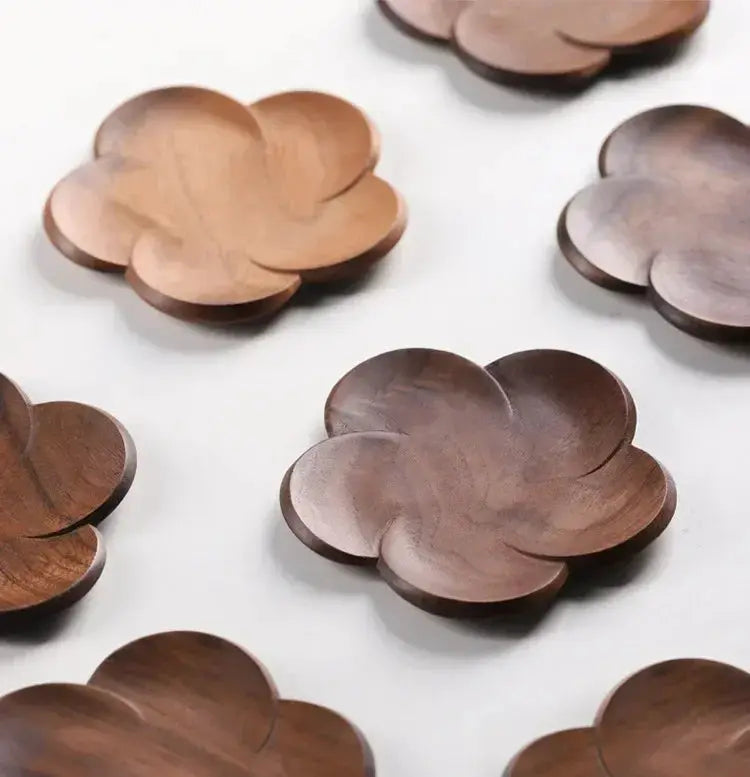 Coasters - Wooden Black Walnut Petal by House Of Avana