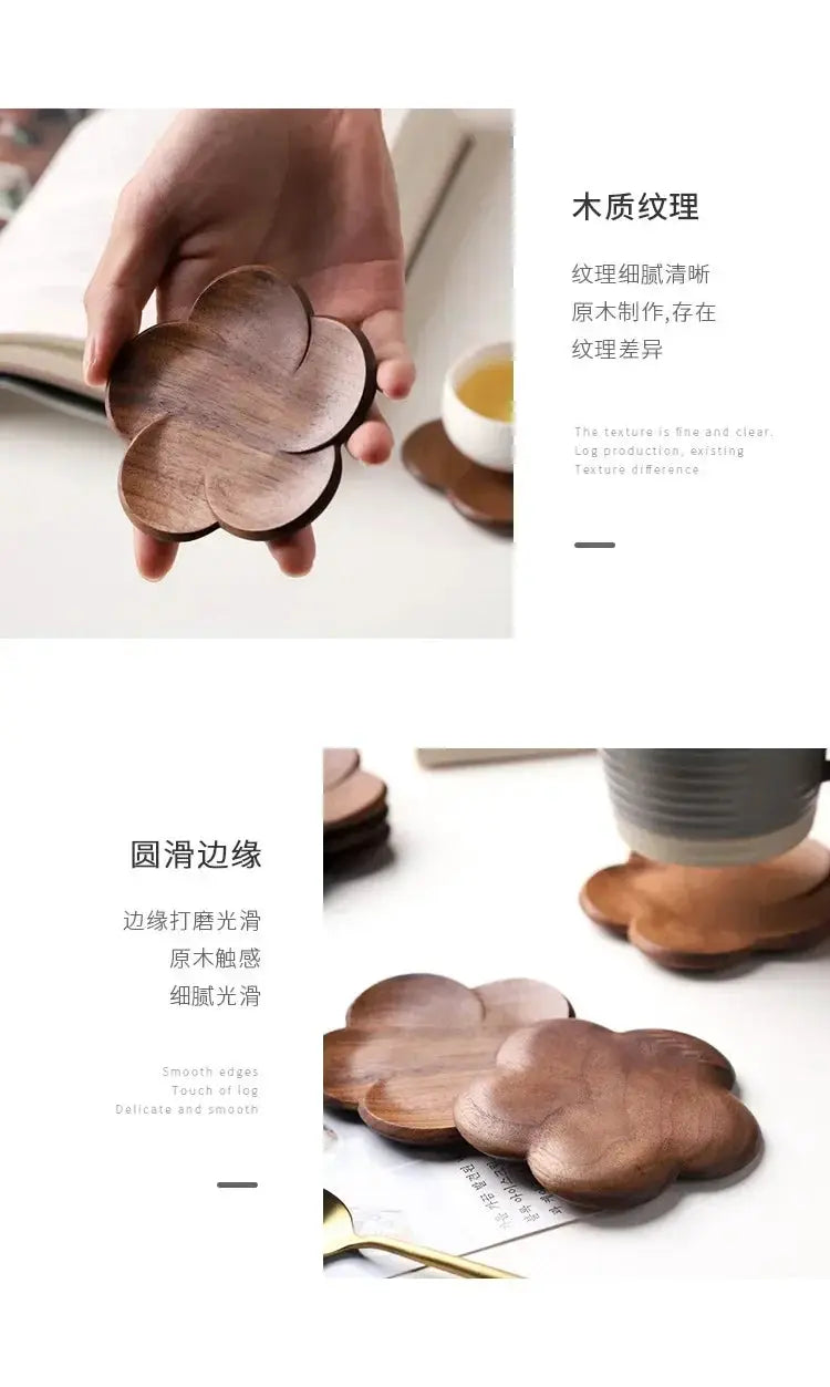 Coasters - Wooden Black Walnut Petal by House Of Avana