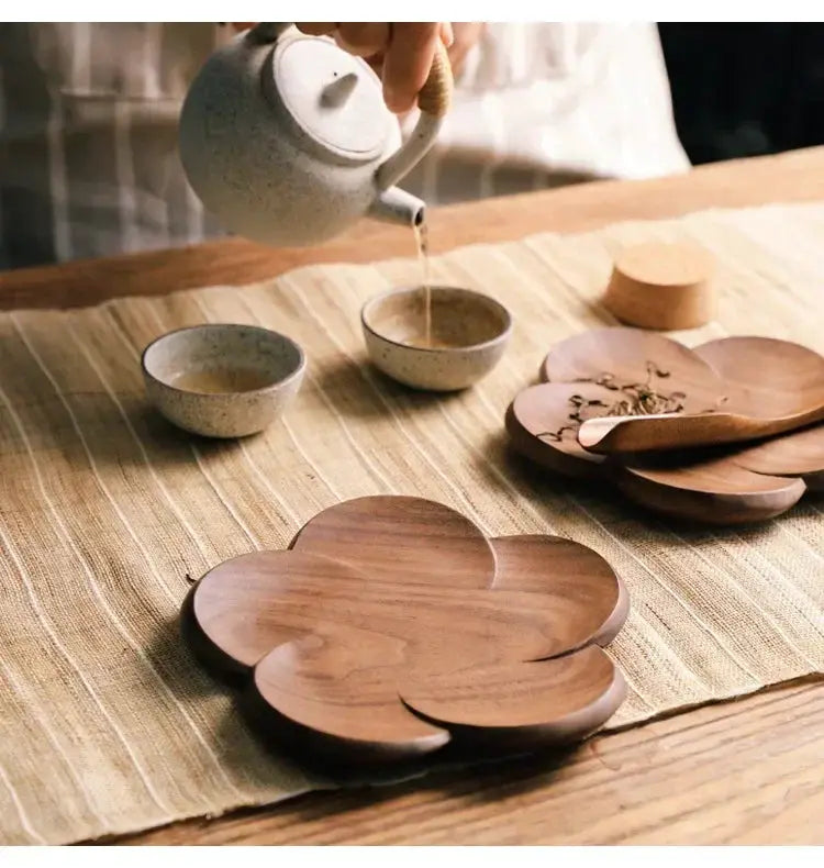 Coasters - Wooden Black Walnut Petal by House Of Avana