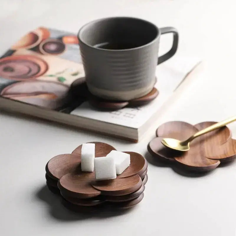 Coasters - Wooden Black Walnut Petal by House Of Avana