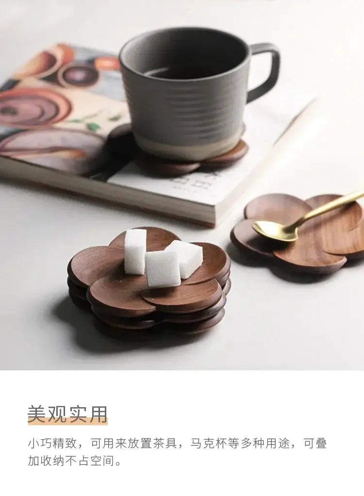 Coasters - Wooden Black Walnut Petal by House Of Avana