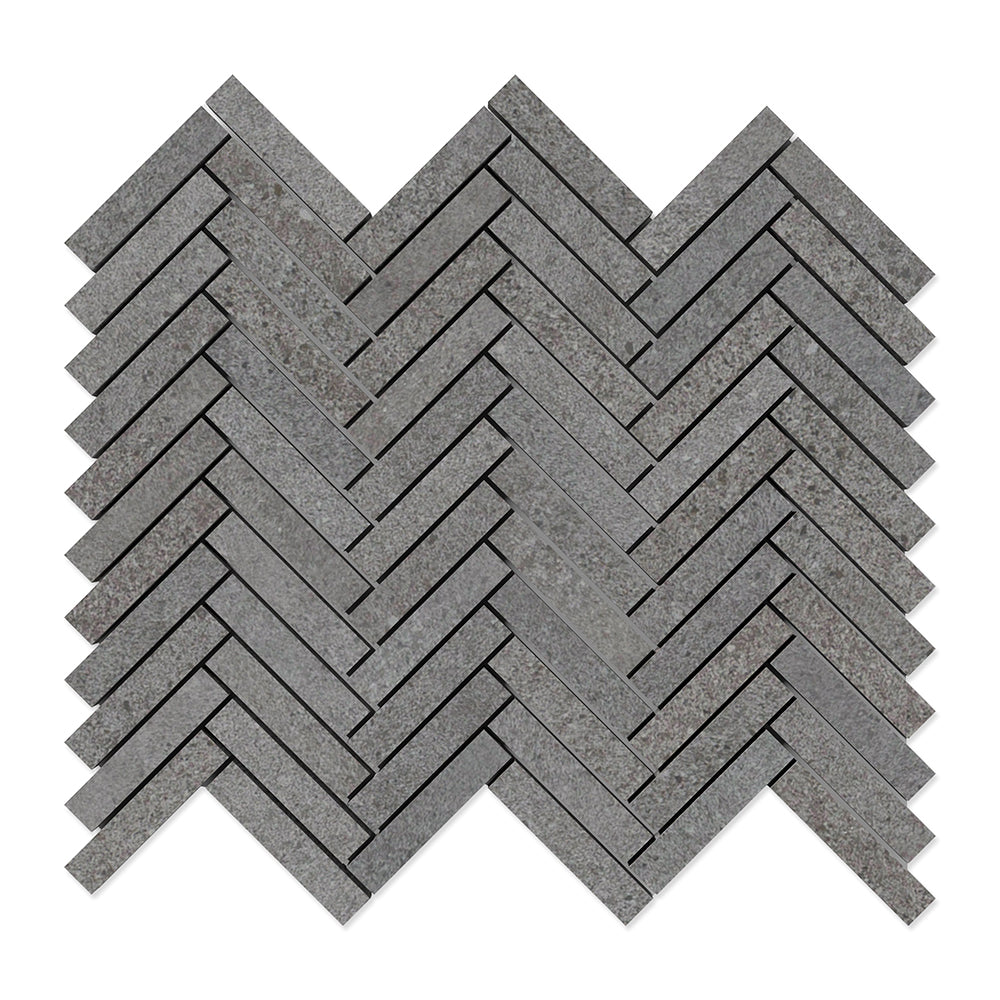 Cobblestone Dark Herringbone 5/8x3 Porcelain Mosaics 10 7/16x12 13/16 Porcelain 12x12 Mosaics