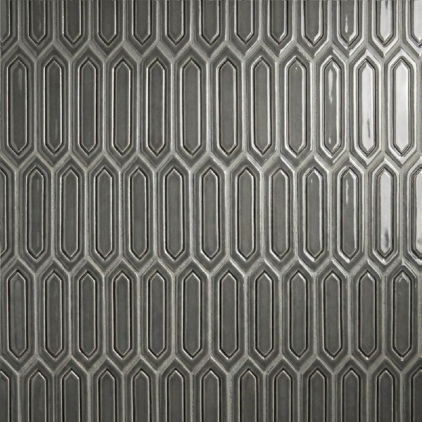 Coffee Glossy Reliefed Picket Ceramic Accent Tiles 2x6