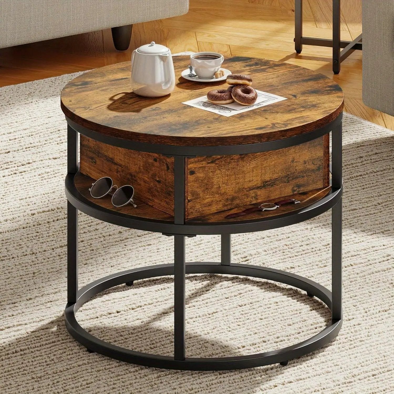 Coffee Table - Adjustable Black 60cm by House Of Avana