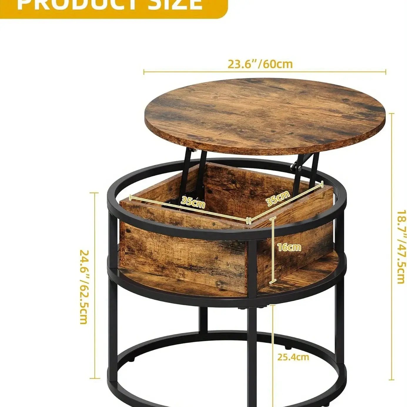 Coffee Table - Adjustable Black 60cm by House Of Avana