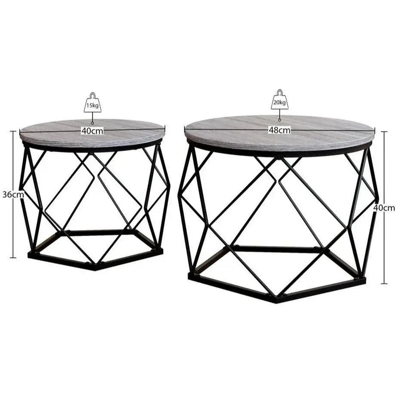 Coffee Table - Geometric Dark Wood Set by House Of Avana