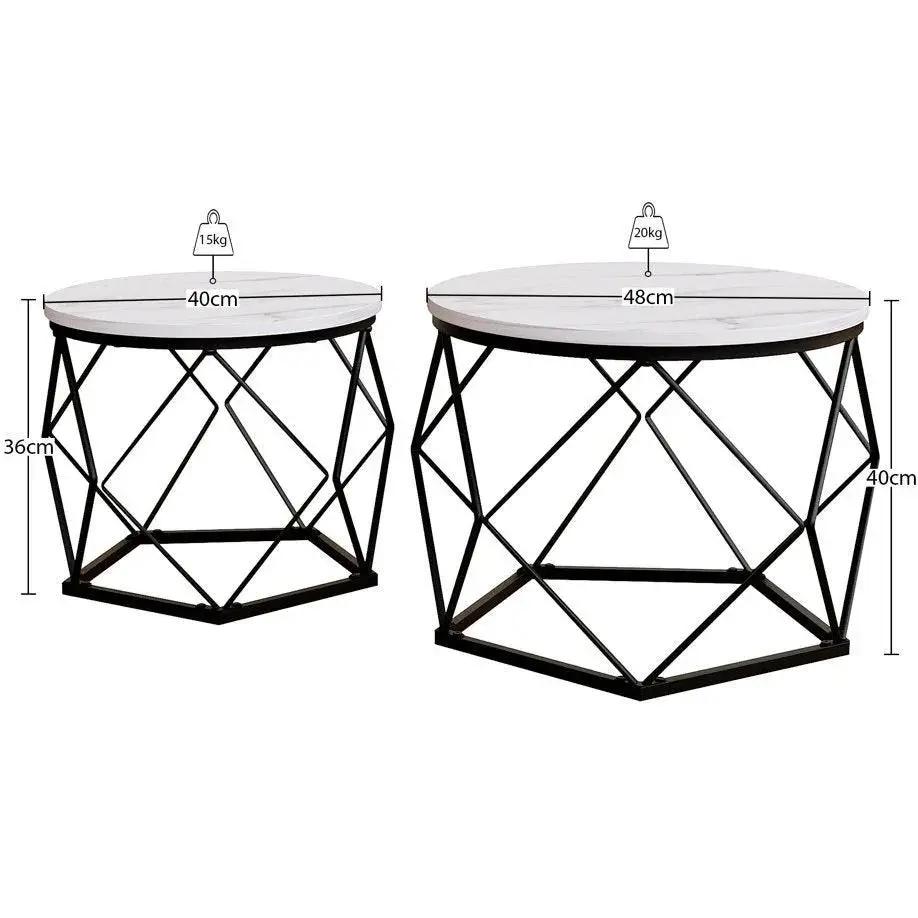 Coffee Table - Geometric Dark Wood Set by House Of Avana