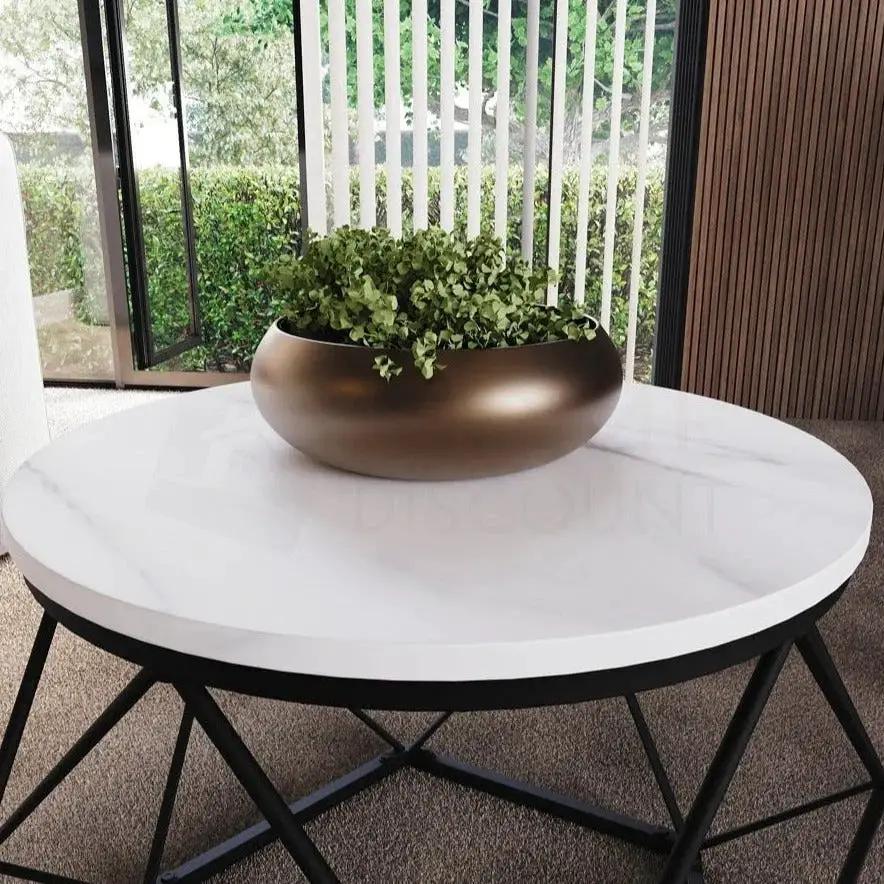 Coffee Table - Geometric Dark Wood Set by House Of Avana
