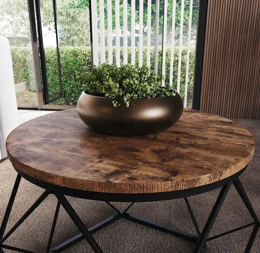 Coffee Table - Geometric Dark Wood Set by House Of Avana
