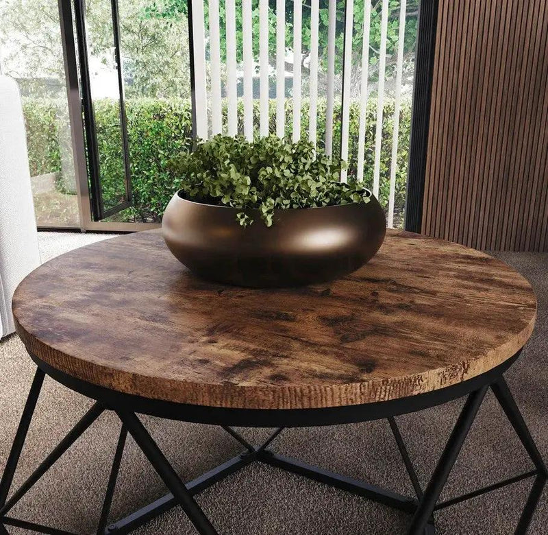 Coffee Table - Geometric Dark Wood Set by House Of Avana