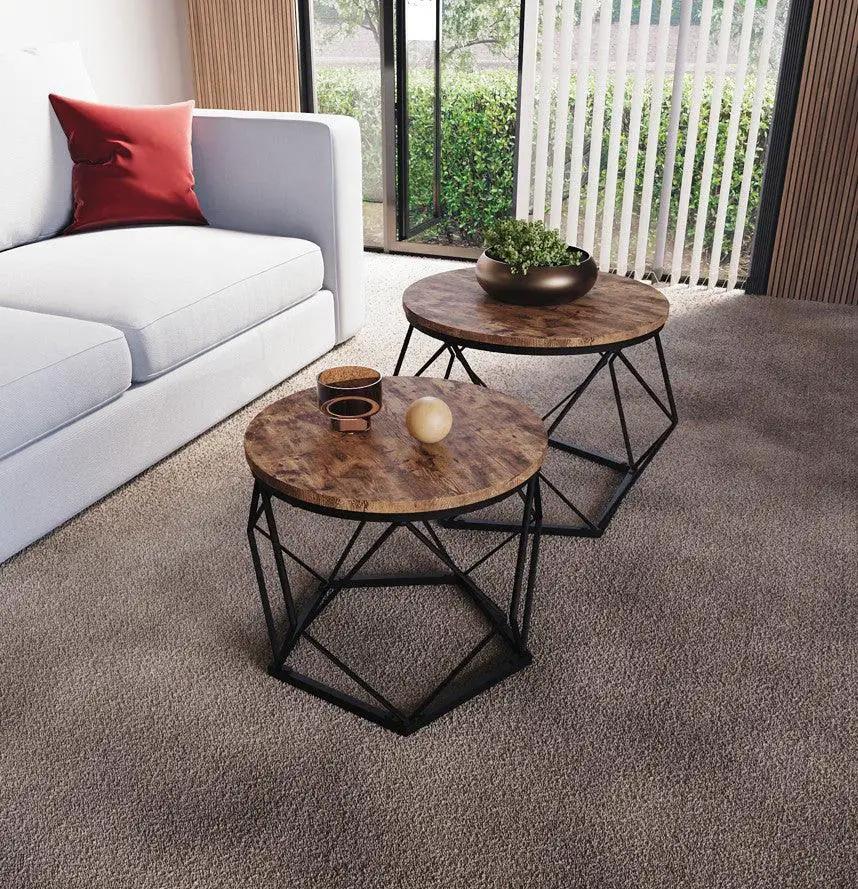 Coffee Table - Geometric Dark Wood Set by House Of Avana